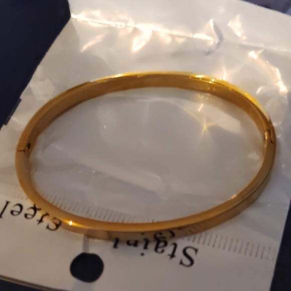 Elegant Gold Bangle with CZs Stainless Steel - Picture 3 of 3